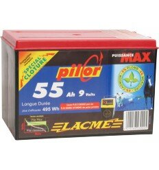 Pile "zéro mercure" PILOR 9 V / 55 Ah Lacme